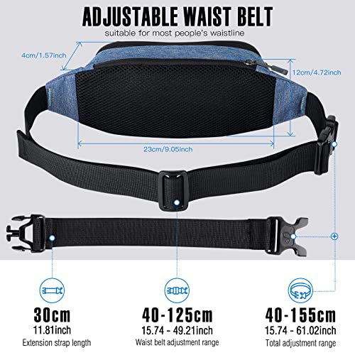 WATERFLY Fanny Pack Waist Bag: Small Hip Pouch Bum Bag Fannie Pack Phanny Fannypack Waistpack Bumbag Beltbag Sport Slim Fashionable for Jogging Hiking Hiker Woman Man - color: Blue