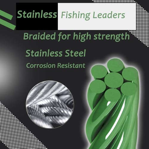 AMYSPORTS Wire Stainless Fishing Leader Steel High Strength Fishing Leaders Freshwater Lures Saltwater Fishing Leader Wire Black Nickel - size: #1 (9.8in-50lb) 20pcs