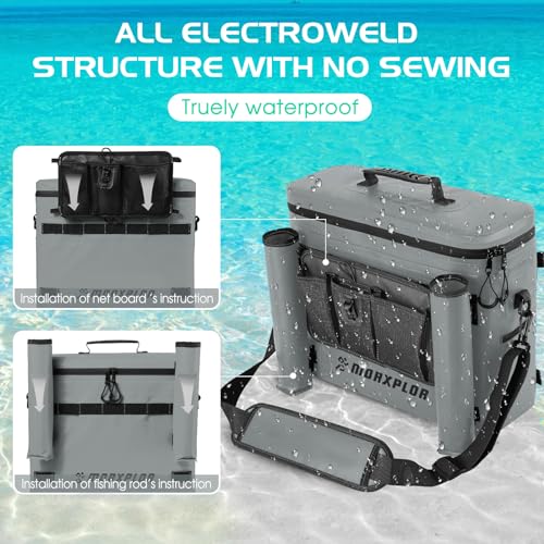 MORXPLOR Kayak Cooler,Waterproof Kayak Seat Back Cooler for Kayaking,Kayak Accessories Cooler Bag,Protable Ice Chest,Beach Cooler,Travel Cooler for Camping or Lunch Bag - color: Dark Grey