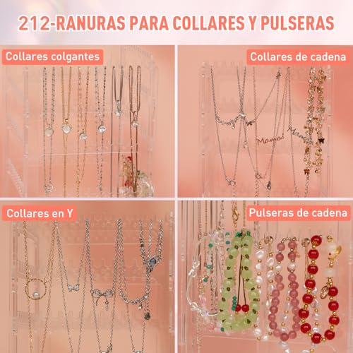 17Dec 360 Rotating Earring Holder Organizer Stand,5 Tiers Acrylic Jewelry Organizers and Storage,Stud Earring Organizers and Storage,212 Holes and 212 Grooves for Earrings Necklaces chain bracelet - color: 5-Tier,Black
