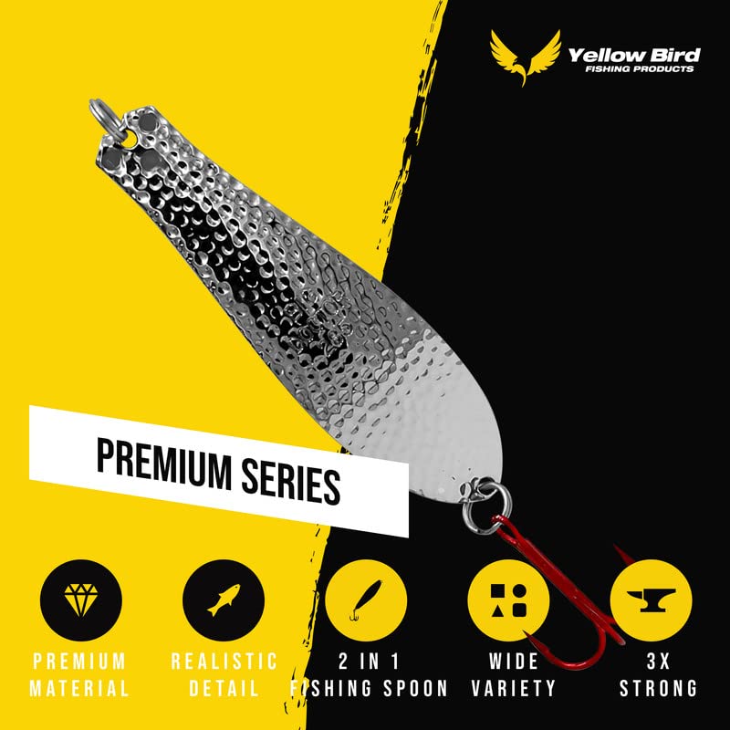 Doctor Spoons Fishing Lures Series - Made in USA - Saltwater & Freshwater - Eagle Claw Hook - Walleye, Bass, Northern, Pike, Salmon, Trout, Striper - Casting, Jigging, Trolling, 3 Pack - color: Hammered Nickel, size: 1 7/8" | 1/4 oz