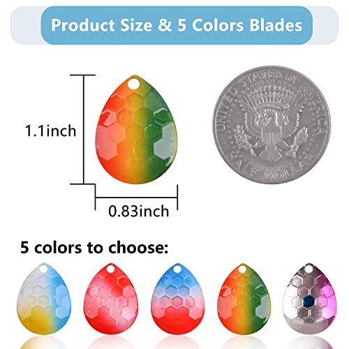 Colorado Blades Spinner Blades Lure Making Kit, 30pcs Colorful Metal Blades Easy Spin Spoons Inline Spinner Walleye Rig Making DIY Fishing Lure Making Supplies for Trout Salmon Bass Fishing - color: Hammered-Green & Red-30pcs
