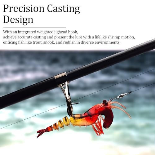 Soft Fishing Lures Shad Minnow Swimbaits, Pre-Rigged Jig Heads Paddle Tail Swim Baits for Bass, Trout, Walleye, Crappie, Sinking Jigs Bait for Saltwater Freshwater, Fishing Gifts for Men - color: C3-5pcs Soft Shrimp Swimbait
