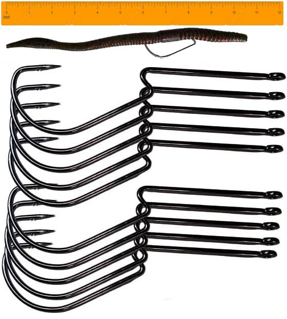 Long Shank Neck EWG Offset Worm Hook Wide Gap Swimbait Weedless Fishing Terminal Tackle - color: 10/PK Long Neck EWG Hook 4/0