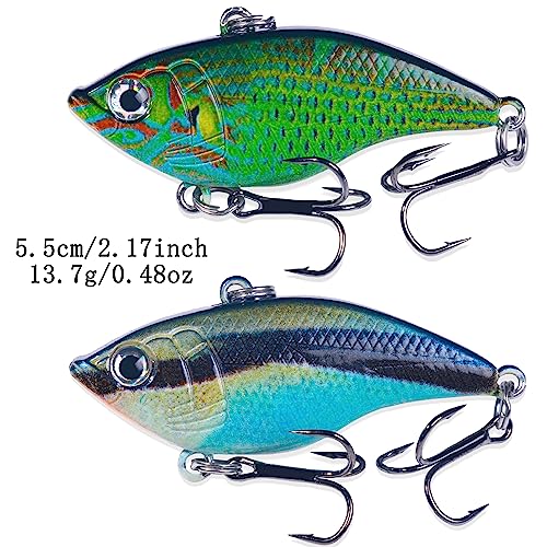 Lipless Crankbait, Rattle Trap Fishing Lures for Freshwater Saltwater, Lipless Crankbaits for Bass Fishing Lure Set for Bass Trout Walleye Redfish Pike, 5pcs with Box - color: B:2.17in/0.48oz/5pcs