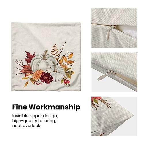 Fall Pillow Covers 16 X 16 Inch Set of 2, Fall Decor Pumpkins Maple Leaves Throw Pillow Covers Farmhouse Thanksgiving Decorative Autumn Pillows for Couch Home Sofa Outdoor - color: Pumpkins Maple Leaves, size: 16" x 16" (Pack of 1)