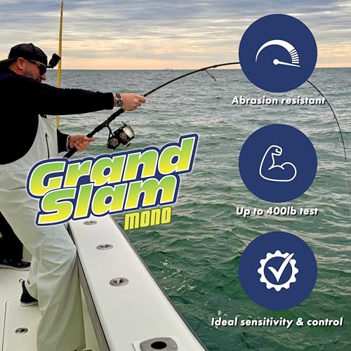 HI-SEAS Grand Slam Monofilament Fishing Line - Strong & Abrasion Resistant in Clear, Pink, Green, Smoke Blue, Fluorescent Yellow Freshwater & Saltwater – Quarter Pound Spool - color: Pink, style: 12 Lb Test, 0.35 Mm Dia, 1090 Yd