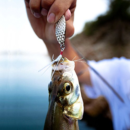 Sougayilang Fishing Spoons Hard Fishing Lures Treble Hooks Salmon Bass Metal Fishing Lure Baits 1/2 OZ - color: SILVER 5pcs