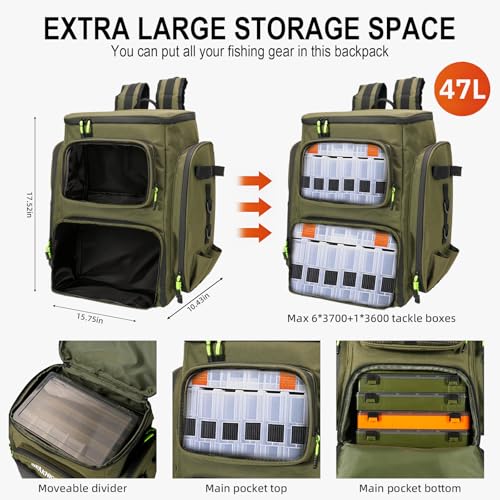 Seaknight Fishing Tackle Backpack (Green) - color: Green