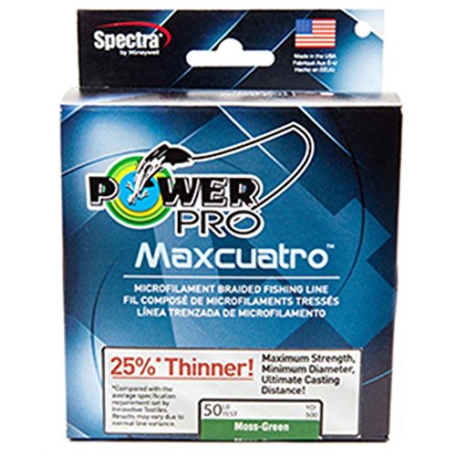 Power Pro Maxcuatro Braided Fishing Line (Moss Green, Hi Vis Yellow, White) by Power Pro - color: Moss Green, size: 100lb - 3000yd