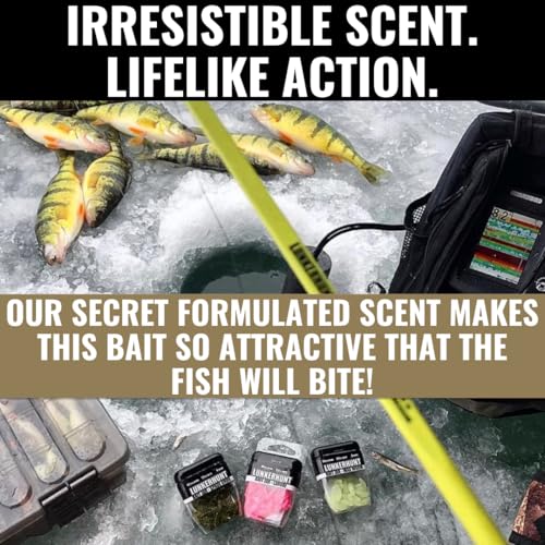 LUNKERHUNT Wax Worm for Fishing with Unique Bait Scent Attractant | 30-Piece Trout Bait Worm Jar | Durable and Realistic Soft Plastic Worms for Bass and Trout Fishing
