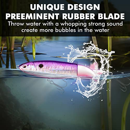 TRUSCEND Popobait Easy Catch Fishing Lures with BKK Hooks, Instant Startup, Longer Cast, Balanced Spray/Sound/Swim, Plopper Topwater Lures for Bass, Trout, Pike, Walleye, Freshwater Saltwater Fishing - color: D2-4.3",0.55oz