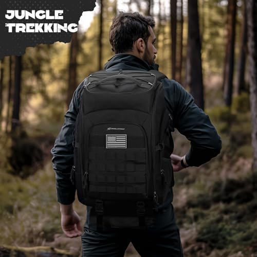 Maelstrom Tactical Backpack for Men, Water Resistant 40L Military Bag | Molle System, 900d Polyester, Laptop Pocket, Load Compression, Tripod Straps, For Hunting, Travel, Hiking,Gym, Camping - color: A.black