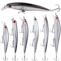Saltwater Fishing Lures Kit, Jerkbait Striped Bass Lures Surf Fishing Striper Lures Deep Diving Jerkbait Popper Plugs Hard Minnow Lures Baits for Inshore Offshore Ocean Deep Sea Fishing