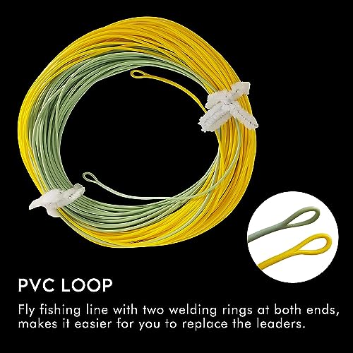 Riverruns Fly Fishing Floating Line with Welded Loop Weight Forward Fly Lines 85FT WF3 4 5 6 7 8F - color: Single Green+Yellow, size: WF7F