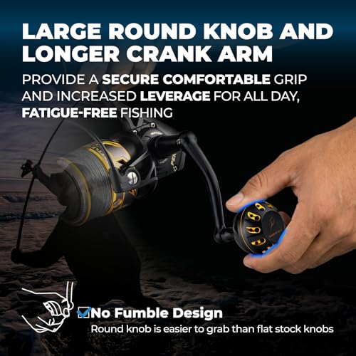 GOMEXUS Power Handle for Penn Spinfisher VI VII Slammer III IV Reel Crank (Make Sure Your Reel Model, Not for All Spinfisher Long Cast/V)-Please Pay Attention to The Adaptation Table - color: Black, style: For Slammer/Spinfisher 5500-6500 Thread