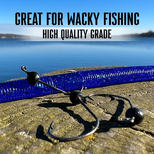 Reaction Tackle Tungsten Bladed Underspin Swimbait Hooks, Weighted Weedless Jig Heads for Bass, Pike, and Musky, Freshwater and Saltwater Fishing (3-Pack) - color: Black, size: 3/16 oz Weedless