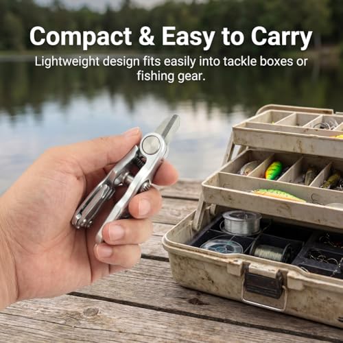 Fishing Line Cutter Tool, Fishing Scissors, Fly Tying Scissors, Multi-Function Folding Angler Accessory with Retractors and Knot Tying Tool, Stainless Steel Blades for Mono and Fluoro Lines