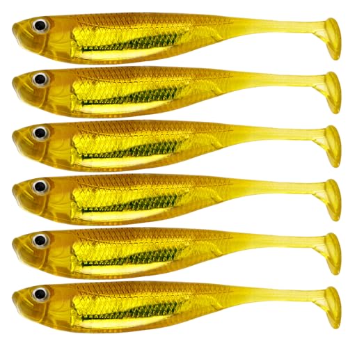 QualyQualy Soft Plastic Swimbait Paddle Tail Shad Lure Soft Bass Shad Bait Minnow Paddle Tail Swim Bait for Bass Trout Walleye Crappie - 2.75in, 3.14in, 3.94in, 5in - color: 2#, size: 3.14in - 6Pcs