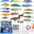 PLUSINNO Fishing Lures Kit Tackle Box, Premium Fishing Bait Set for Bass, Trout, Crappie, Walleye, Fishing Gear Accessories Kit for Freshwater & Saltwater, Fishing Gifts for Men