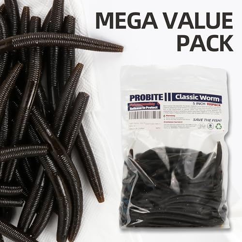 Soft Fishing Worm 100PCS, 3/4/5/6" Mega Value Pack Senko Style Soft Lures for Bass, Plastic Worm Stick Baits, Multicolor, Cost-Effective Fishing Gift - color: Black Blue Flake, size: 6"