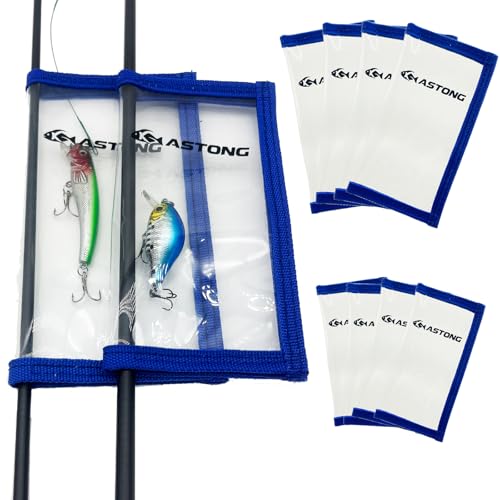 Clear PVC Fishing Lure Wraps 4/10 Pack See-through Lure Covers Durable Fishing Hook Bait Storage Protectors Keeps Children, Pets and Fishermen from Sharp Hook 2 Size (10Pcs(5M+5L), Blue) - color: Blue, style: 10pcs(5m+5l)