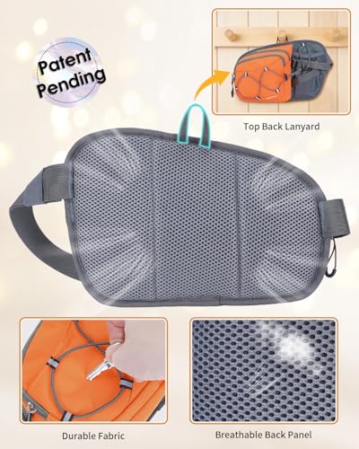 sportsnew Hydration Waist Pack with Water Bottle Holder, 2L Large Fanny Pack for Running Hiking Dog Walking, Water-Resistant Crossbody Waist Bag for Men Women, Patent Pending - style: Orange