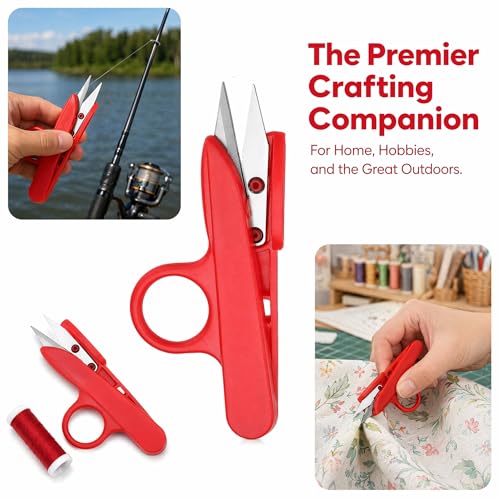 Thread Snips Precision Sewing Nippers Small Plastic Craft Clippers Suitable for Thread Snips Scissors for Sewing Embroidery Fabric Fishing Line Thick Material Cutting(Red)