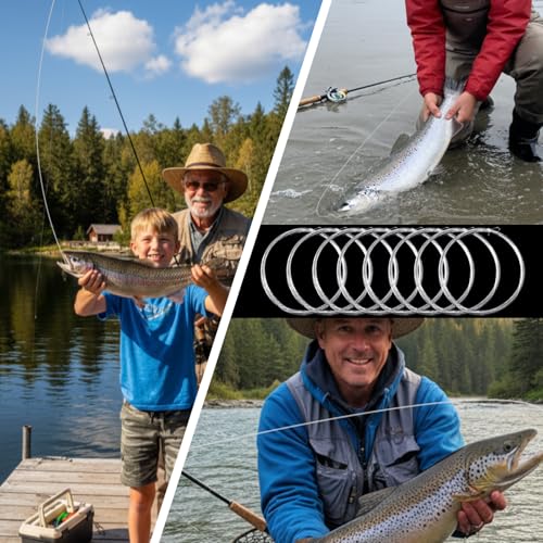 Timgle 8 Pack Pre-Tied Fly Fishing Leader 9ft Nylon Tapered Fly Line Leader (0X, 1x, 2X, 3X, 4X, 5X, 6X, 7X, 8 Rolls), Clear Fishing Line for Freshwater and Saltwater