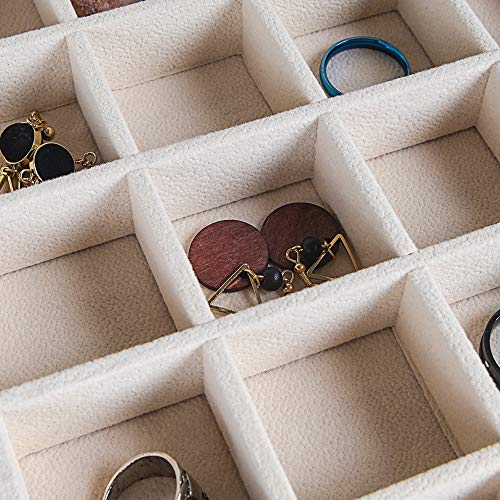 Frebeauty Earring Organizer Classic Jewelry Box 50 Slots Double Layer Jewelry Storage Case with 6 Necklace Hook and Bracelet Pocket(Pink) - color: Pink