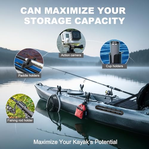 4PCS Kayak Track, Kayak Low Profile Track for Fishing Rod Holder, Kayaks Tracks Accessories, Kayaks Mount Tracsk, for Fishing Rod, Cup Holder, Paddle Holders, Anchor Cleats(Size:M) - size: Medium