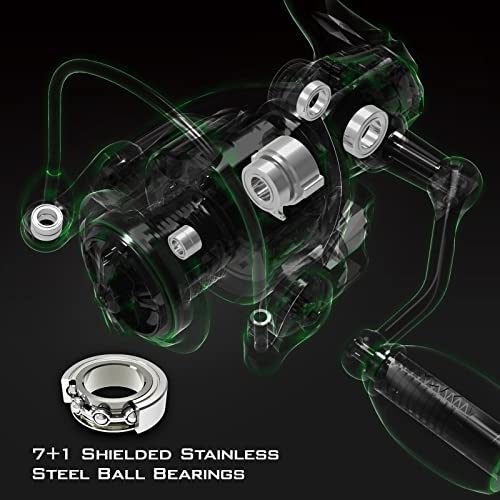 KastKing Spartacus II Spinning Reel – Sealed Carbon Fiber 22LBs Max Drag – 7+1 Stainless BB for Saltwater&Freshwater – 5.2:1 Gear Ratio – Size 500&1000 Perfect for Ice Fishing - size: 2000