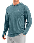 Men's Sun Protection Hoodie Shirts Long Sleeve UPF 50+ Swim Shirts for Men Rash Guard Fishing Shirt Quick Dry - color: Heather Aquamarine, size: Large