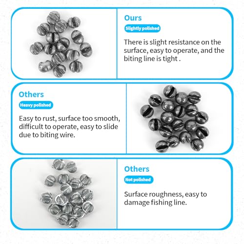 Caleb 200/320Pcs Split Shot Fishing Weights Sinkers, Removable Lead Fishing Weights, Premium Duckbill Reusable Fishing Sinkers for Freshwater Saltwater Bass Trout Fishing Accessories - 5/6 Sizes - size: 320PCS/6 SIZE