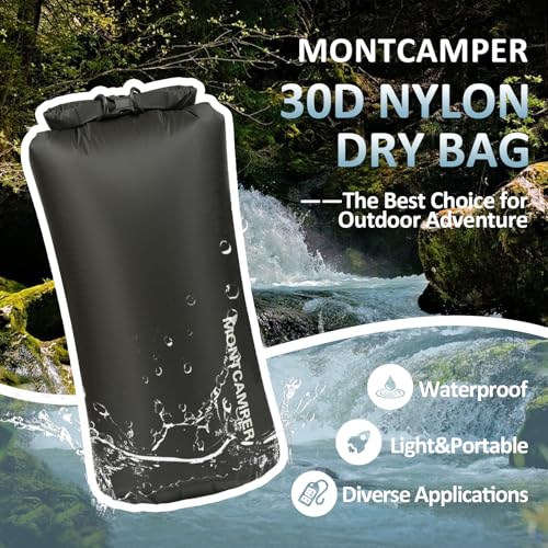 Waterproof Dry Bag 20L – 30D Nylon Roll Top Dry Sack with PU Coating, Lightweight Water-Resistant Storage for Kayaking, Camping, Hiking, Fishing & Beach (Black) - color: Black, size: 20L