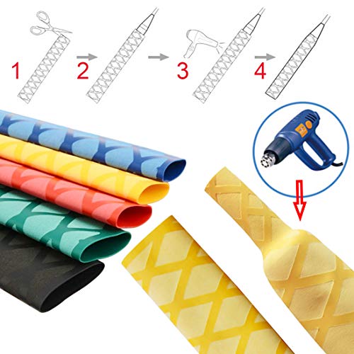 Heat Shrink Sleeve Wrap Tubing, Polyolefin, Yellow, 1 Meter, 20 mm, Non Slip, Waterproof, Insulation, Fishing Rod Handle Cork Grip - color: Dia 20mm Yellow