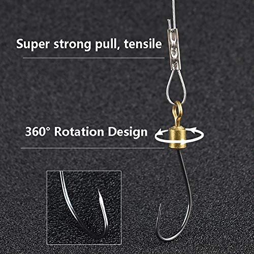 Dyxssm Fishing Hook and Leader, Fishing Rig Hooks with Wire Line Leader - size: 24#