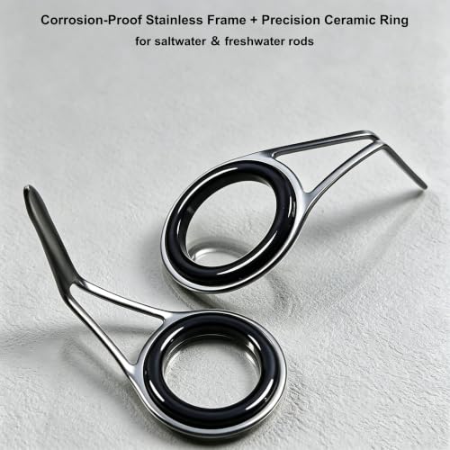 Fishing Rod Repair Kit with Rod Wrapping Machine Complete Size Pole Guides | 8 Sizes Casting＆Spinning Rod Eyes Ceramic Rings Stainless Steel Rod Eyelet Replacement for Rod Building DIY - color: Black Spinning Guide
