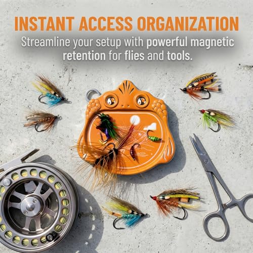 Fly Fishing Accessories Mini Compact Magnetic Fly Holder - Large Surface Fly Holder for Hooks, Nippers & Tools Secure Hold, No Drop (Orange/Blue) - color: ORANGE