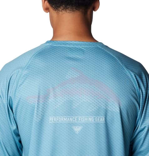 Columbia Men's Super Terminal Tackle PFG Super Fade Long Sleeve - color: Canyon Blue/Fish Hooks Sff, size: Medium