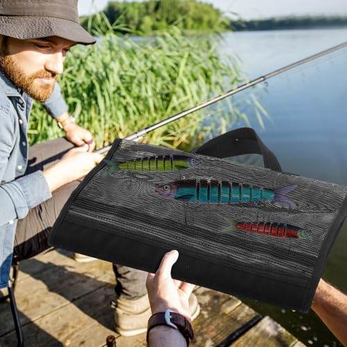 2 Pack 4 Pocket Lure Bag 29.1" x 14.2" Fishing Big Bait Bag Trolling Roll up Tackle Wrap Storage Organizer with Clear PVC Protective Cover for Lures, Bait, Terminal Tackle - size: 29.1" X 14.2"