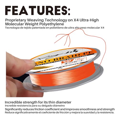Ultra Slim Braided PE Fishing Line, Strong Knot Strength, Deign for Ultra Light Freshwater Fishing, Come with 3lb Test or 5lb Test, 170Yds Each Spool - color: Orange, size: 0.04mm-3Lbs