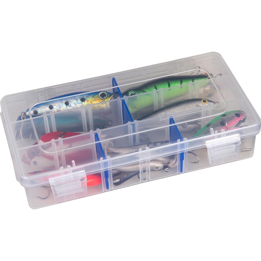 Flambeau Outdoors 2003 Tuff Tainer, Fishing Tray, Includes [15] Zerust Dividers, 18 Compartments, Blue, Transparent white - 7" x 4.12" x 1.5"