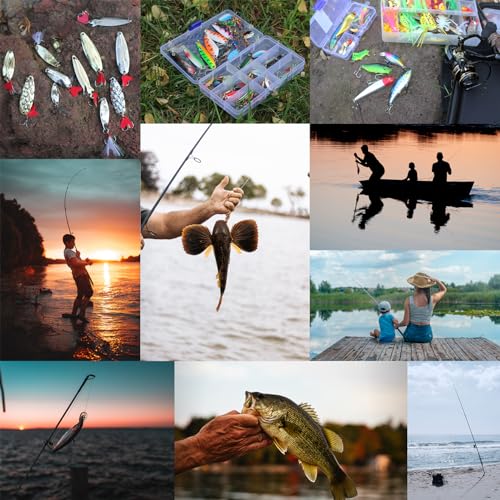 EXAURAFELIS Fishing Lures,Tackle Box with Tackle Included, Crankbaits, Spoon, Shrimp Worm Bait, Hooks,Weights & Other Accessories, Fishing Lures kit Lure Set for Bass Trout Salmon - color: Black-79pcs