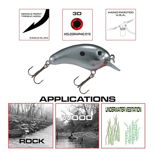 Luck E Strike Crappie Magic Crankbait (2 Inch Crappie Lure) Made in The USA - color: Chrome Black