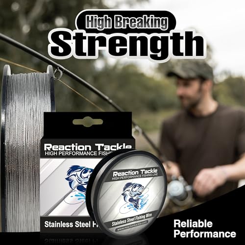 Reaction Tackle Stainless Steel Trolling Line - 30 Lb Marine Grade Single Strand Wire for Deep Trolling, Diving Disks and Toothy Saltwater and Freshwater Fish - size: 30 Lb / 1000 Foot