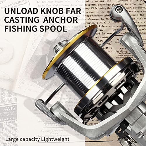 HAUT TON Spinning Reel 8000/9000/10000/12000/14000,6+1BB Metal Surf Fishing Reels,4.8:1 Gear Ratio 55lbs Drag Heavy Long Casting Inshore Saltwater Monster Fish - size: 10000, style: Ht-ngk