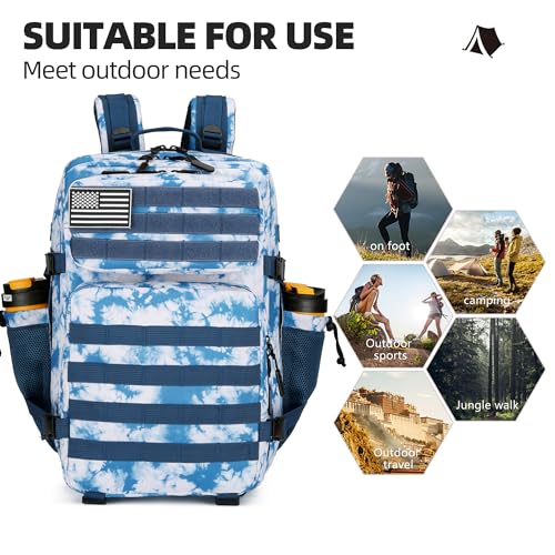 Lovelinks21 45L Tactical Assault Backpack 3 day assault pack with Molle Waterproof backpack Rucksack for Tactical Backpacks (Blue coral) - color: Blue Coral