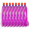 Mylar Skirt Trolling Lures 5.2in Fishing Mylar Skirts Trolling Teasers 3/8 oz Weighted Bullet Head Skirted Trolling Lures with Through-Hole for Mahi Tuna Wahoo Offshore Fishing - color: Purple_8pcs