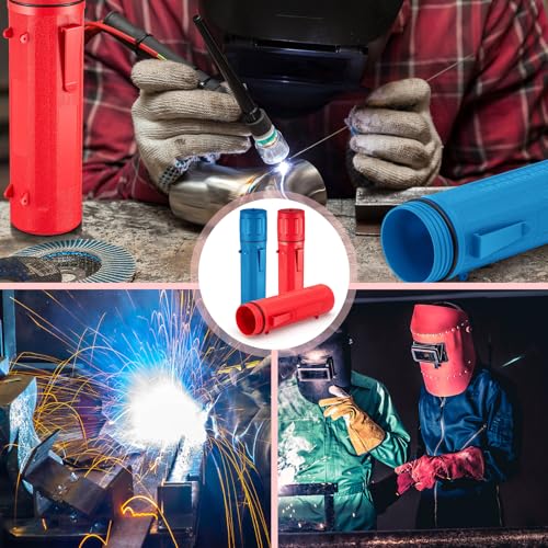 Zonon 2 Pcs Welding Rod Storage Tube 14 Inch Stick Electrode Storage Container Airproof Waterproof Canister (holds 350mm / 13.7in Rods)(Red and Blue) - color: Red and Blue